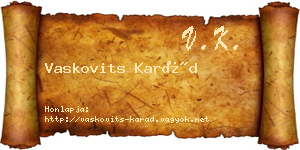 Vaskovits Karád névjegykártya